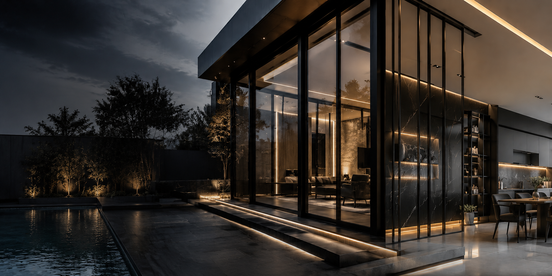 Night luxury glass facade and interior systems by ALUVARA